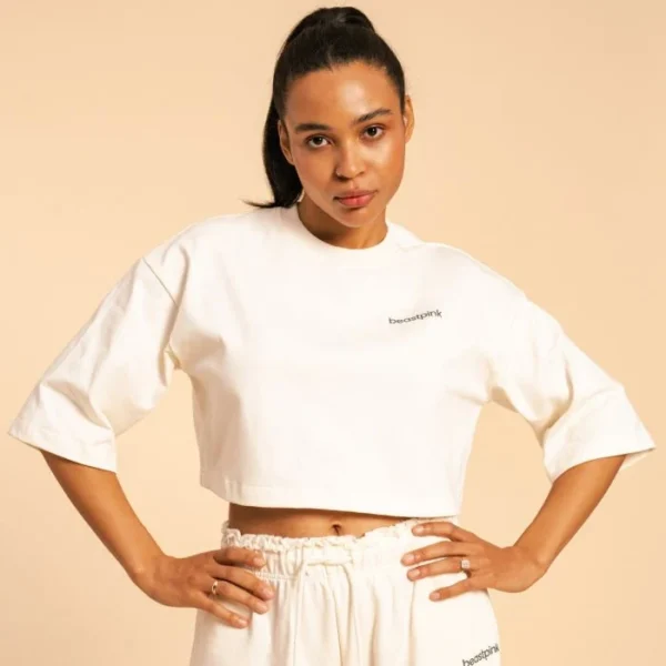 Γυναικείο Cropped Serenity T-Shirt Ivory - BeastPink - Image 2