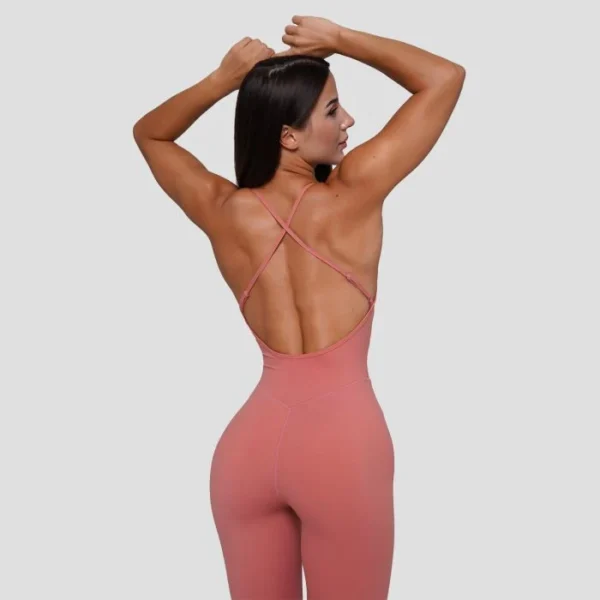 Γυναικεία ολόσωμη φόρμα FIT Salmon - GymBeam - Image 2