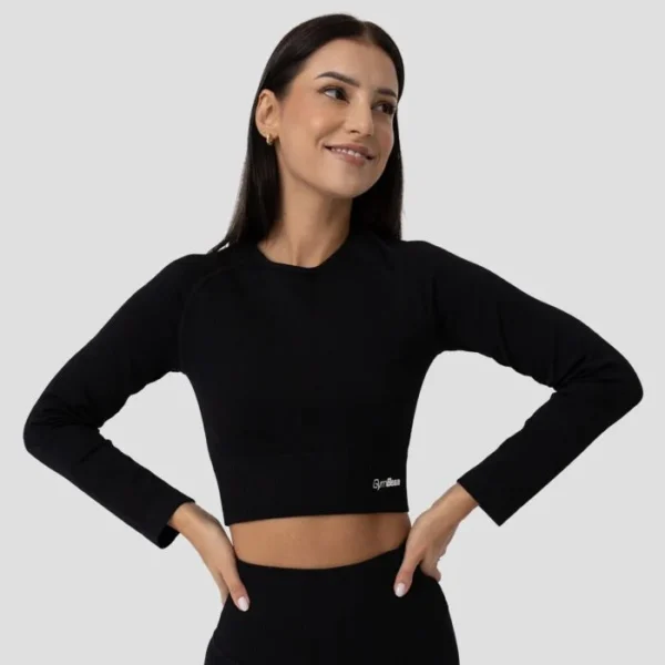 Γυναικείο FLO Ribbed CropTop Black - GymBeam - Image 2