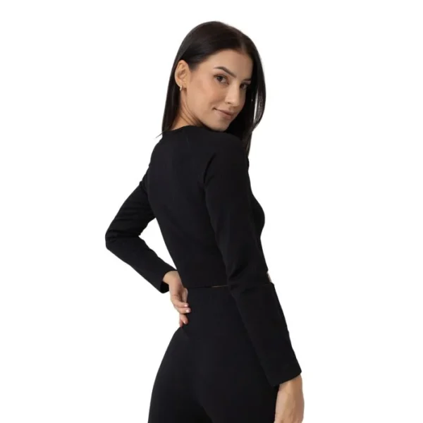 Γυναικείο FLO Ribbed CropTop Black - GymBeam - Image 3